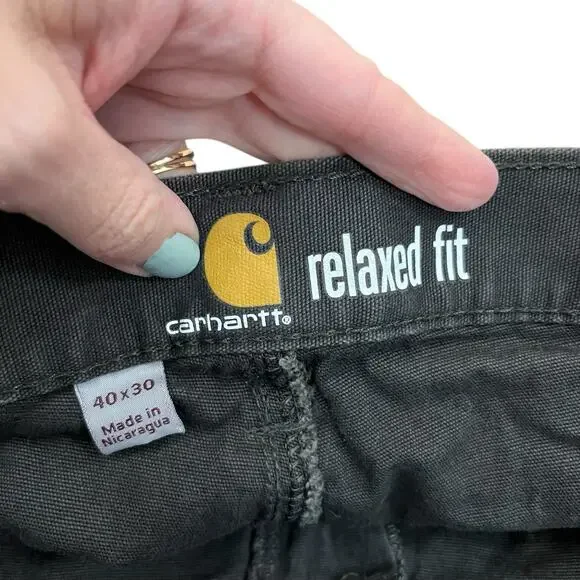 Carhartt Mens Relaxed Straight Rigby Dungaree Pants 40x30 Gravel Gray Workwear - Picture 6 of 10